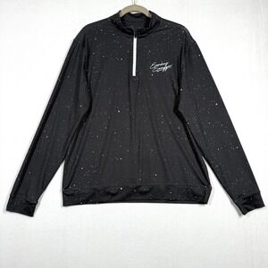 Sunday Swagger Shirt Men Medium 1/4 Zip Pullover Black White Paint Splatter Golf